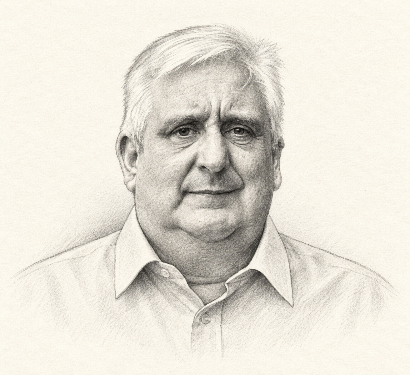 Pencil portrait of Peter Bushnell